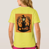 カボチャをセッティングしたハロウィン不気味の魔女 Tシャツ (裏面)