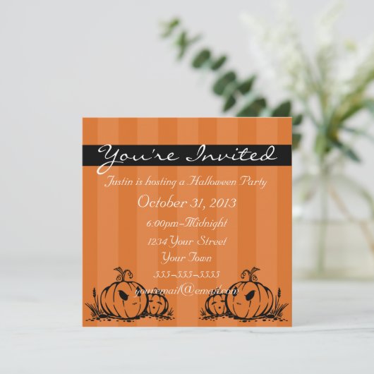 カボチャをテーマにしたハロウィーン招待状 招待状 (スタンド正面)