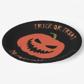 カボチャをトリックまたは治療ハローウィンパーティあなたの名前 ペーパープレート (アングル)