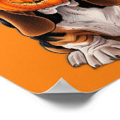 カボチャを口に入れたバセット ポスター (角)