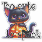 カボチャを彫った黒い子猫を甘やかすには可愛すぎる シール (正面)
