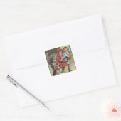 カボチャを抱える子供たち、七面鳥 スクエアシール (封筒)