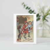 カボチャを抱える子供たち、七面鳥 ポストカード (スタンド正面)