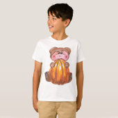 カボチャを持つハロウィンのベビーくま Tシャツ (正面フル)