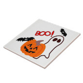 カボチャを持つハロウィンの幽霊 タイル (側面)