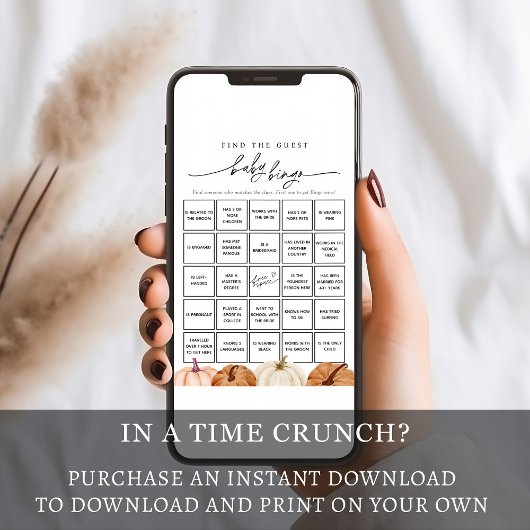 カボチャを見つけるゲストベビービンゴゲームカード 招待状