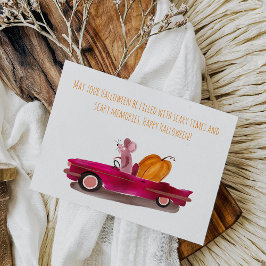 カボチャを配信する面白いハロウィーン漫画のマウス ポストカード