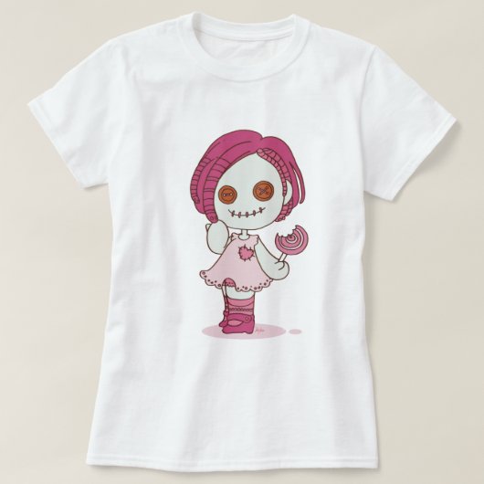 カボチャアイスキャンデーのゾンビの女の子のワイシャツ Tシャツ (デザイン正面)