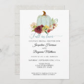 カボチャウッ素朴ド水彩バーガンディフローラ 招待状 (正面/裏面)