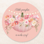 カボチャエレガントのベビーガールシャワー ラウンドペーパーコースター (正面)