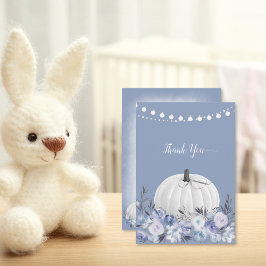 カボチャエレガントの赤ちゃんシャワーありがとうほこりっぽい青 サンキューカード