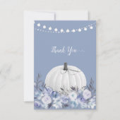 カボチャエレガントの赤ちゃんシャワーありがとうほこりっぽい青 サンキューカード (正面)