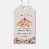 カボチャエレガントの赤ちゃんシャワーありがとうラベル ギフトタグ (正面)