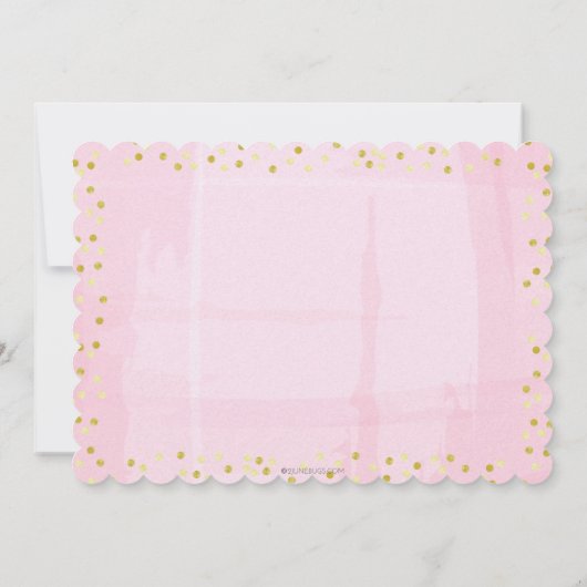 カボチャエレガントの赤ちゃんシャワー水色ピンク金ゴールド 招待状 (裏面)