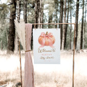 カボチャエレガントピンクボウ赤ちゃんシャワーへようこそ ポスター