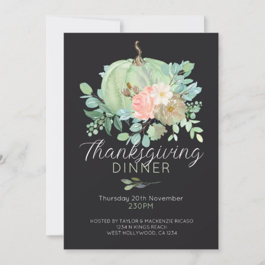 カボチャエレガントンサンクスギビングディナーパーティー シーズンカード (正面)