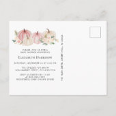 カボチャエレガントンピンクフローラベビーガールシャワー インビテーションポストカード (裏面)