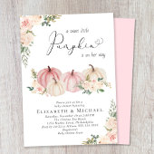 カボチャエレガントンピンクフローラベビーガールシャワー 招待状