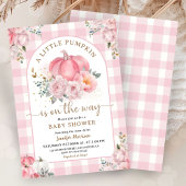 カボチャオンザウェイベビーシャワーガールピンク秋 招待状