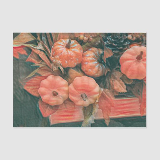 カボチャオータムオレンジグリーンカ素朴ントリー 薄葉紙 (正面)