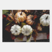 カボチャオータムホワイトダークブラウンヴィンテージアンティーク ラッピングペーパーシート (正面2)