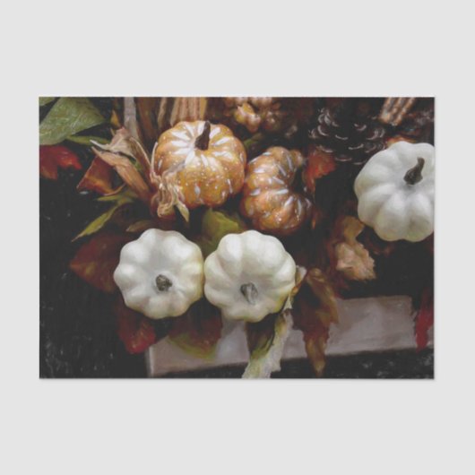 カボチャオータムホワイトダークブラウンヴィンテージアンティーク 薄葉紙 (正面)