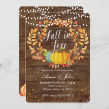 カボチャカップルのシャワーの招待状カード