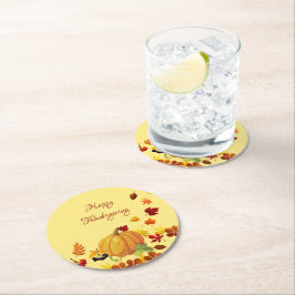 カボチャカラフルと離れ ラウンドペーパーコースター