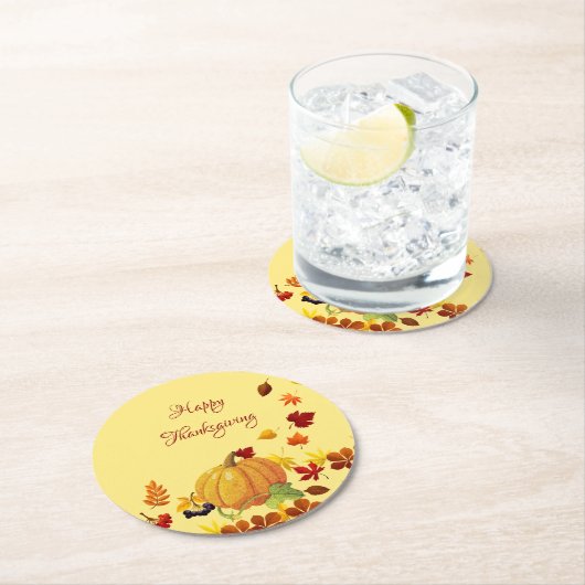 カボチャカラフルと離れ ラウンドペーパーコースター (インサイチュ)