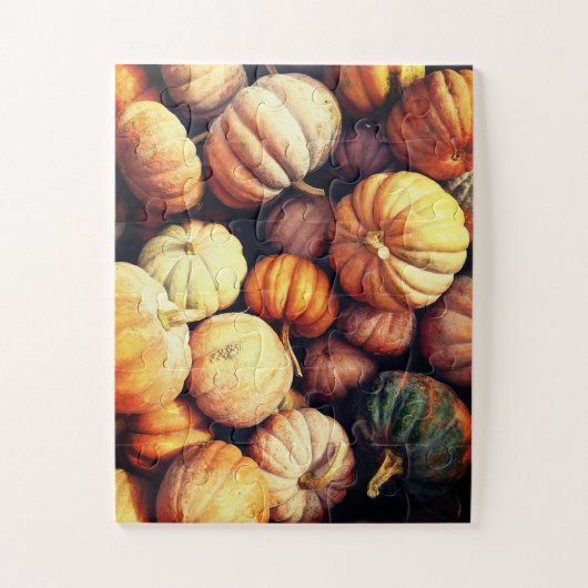 カボチャカラフルの飾りディスプレイ感謝祭 ジグソーパズル (縦)
