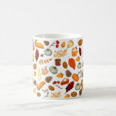 カボチャカラフル赤オレンジ黄色の落下離れ コーヒーマグカップ (中央)