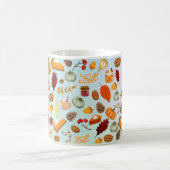 カボチャカラフル赤オレンジ黄色の落下離れ コーヒーマグカップ (中央)