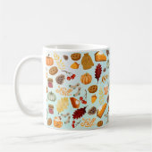 カボチャカラフル赤オレンジ黄色の落下離れ コーヒーマグカップ (左)