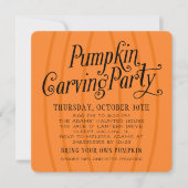 カボチャカービングオレンジとブラックハローウィンパーティ 招待状 (正面)