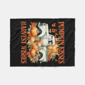 カボチャキスと収穫希望ファームトラック感謝してい フリースブランケット (正面(横))