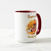 カボチャキスと収穫願い15ozマグカップ マグカップ (正面右)