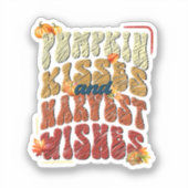 カボチャキスと収穫願い、秋の秋 シール (正面)