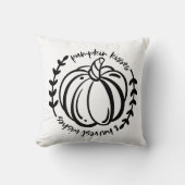 カボチャキス収穫希望ブラックプレイド クッション (正面)