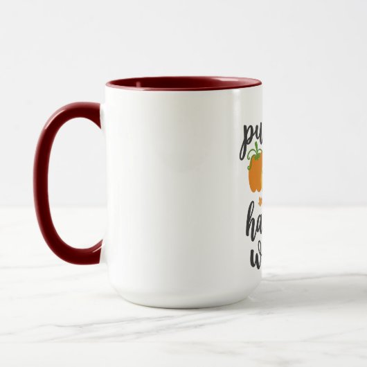 カボチャキス収穫願いコーヒーマグデザイン マグカップ (左)