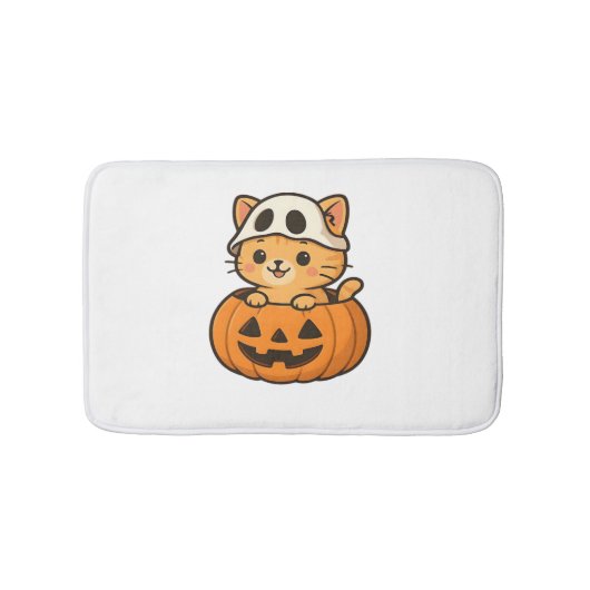 カボチャクラシックのTシャツの中のハロウィン子猫 バスマット (正面)