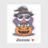 カボチャクールのステッカーにマンガのパンダが座った シール (シート)