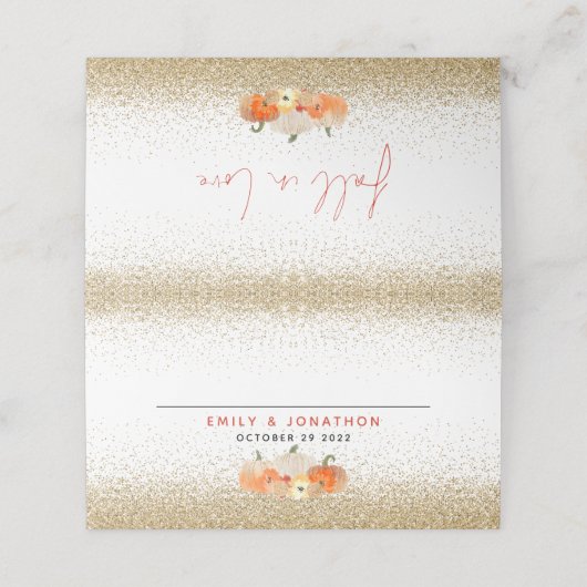 カボチャグリッター秋インラブネーム結婚ズプレイス プレイスカード (外部開封)