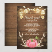 カボチャサンキューカード素朴秋ベビーシャワー サンキューカード (正面/裏面)