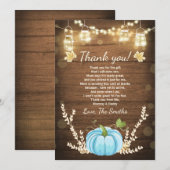 カボチャサンキューカード素朴秋ベビーシャワー サンキューカード (正面/裏面)