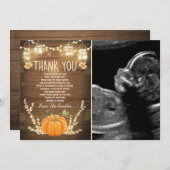 カボチャサンキューカード素朴秋ベビーシャワー サンキューカード (正面/裏面)