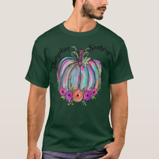 カボチャシーズンフラワーカボチャカラフル秋秋 Tシャツ