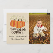 カボチャシーズン幸せな感謝祭の写真 シーズンカード (正面)