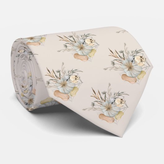 カボチャスカルとスカッシュ感謝祭 ネクタイ (ロール)