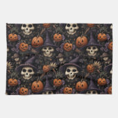 カボチャスカルフラワーハロウィーン キッチンタオル (横)