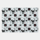 カボチャスカルブラックキャットデザインパーフェクトハロウィーン ラッピングペーパーシート (正面3)